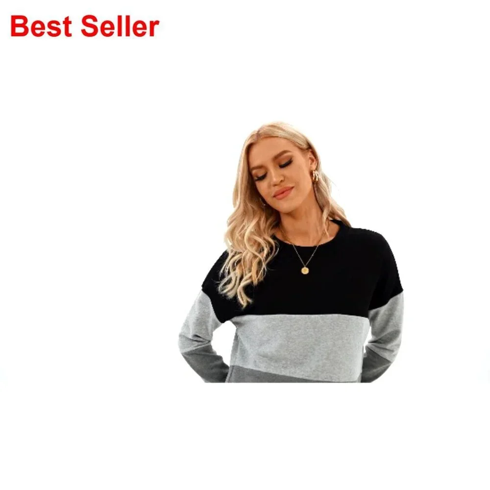 Women's Crewneck Pullover Sweatshirt Soft Cotton Polyester Casual Loose Fit